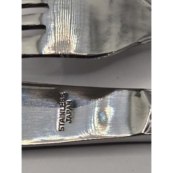 Vintage Stainless Flatware Spoon Knife Fork Columbia Japan Beaded Edge Set of 20 - Picture 8 of 10